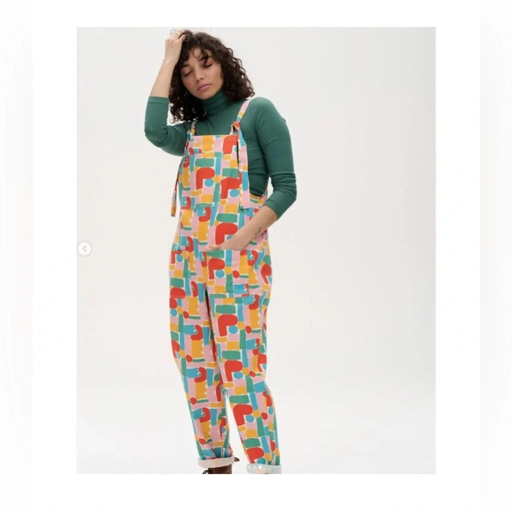 Lucy & Yak x Claire Ritchie Colorful Abstract Print Original Dungarees Size 0 - Picture 7 of 8